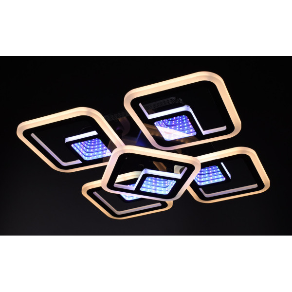 Люстра світлодіодна стельова LED світильник для квартири на стелю лед з пультом 26025 Чорний 10х40х40 см.