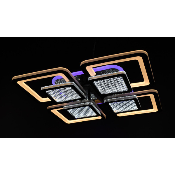 Люстра світлодіодна стельова LED світильник для квартири на стелю лед з пультом 26040 Чорний 9х42х42 см.