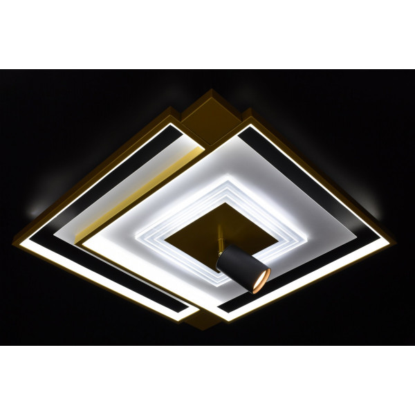 Люстра світлодіодна стельова LED світильник для квартири на стелю лед з пультом 26852 Золото 15х50х50 см.