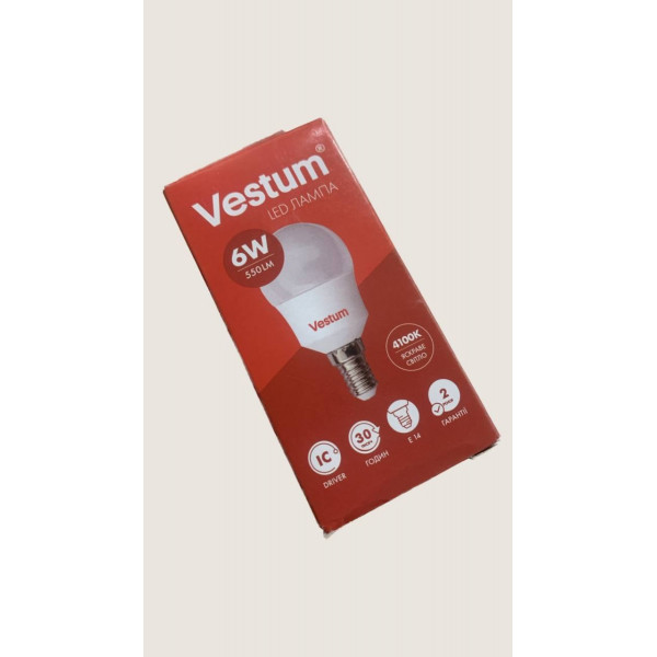 Світлодіодна лампа LED Vestum G-45 E14 1-VS-1203 6 Вт